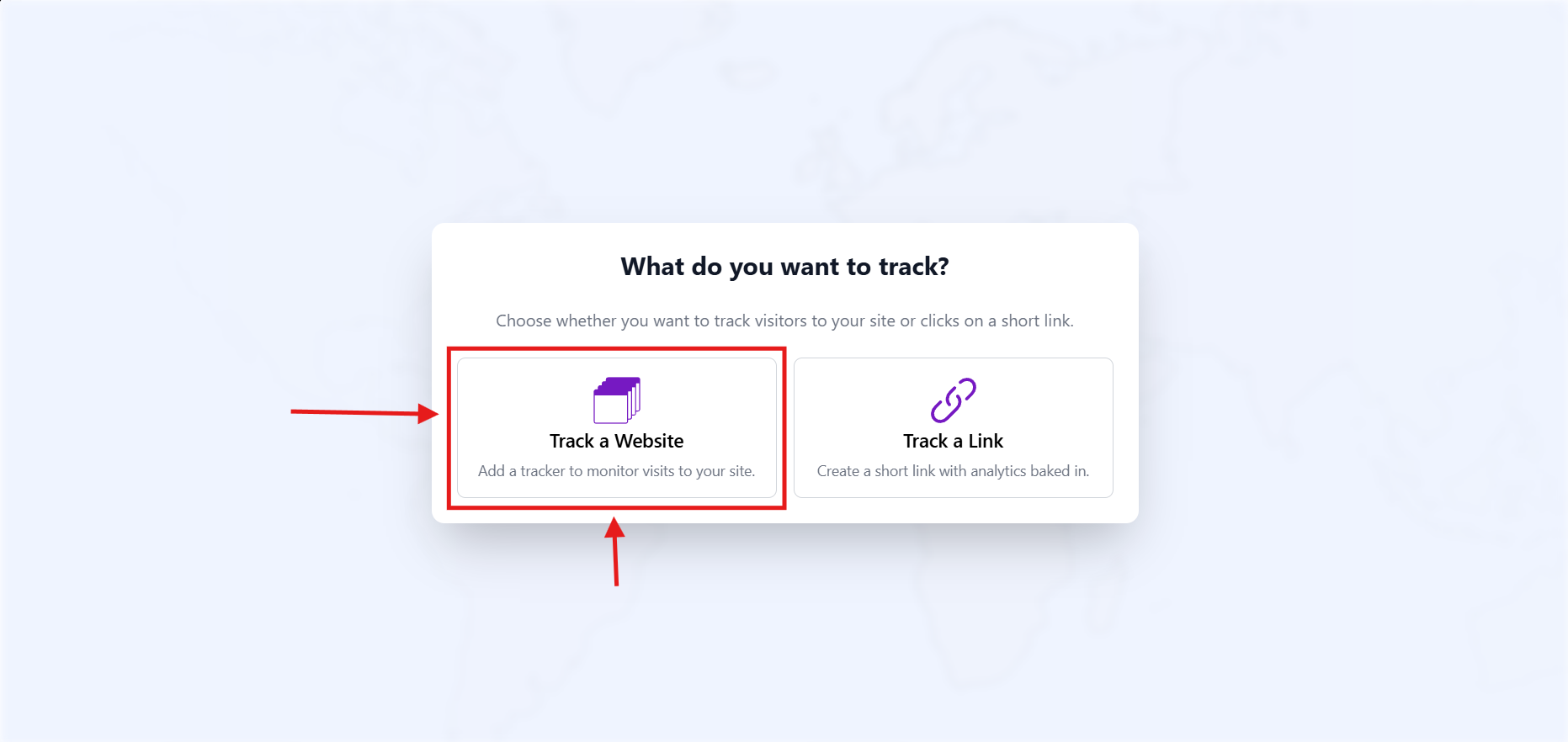 Choose website tracking option